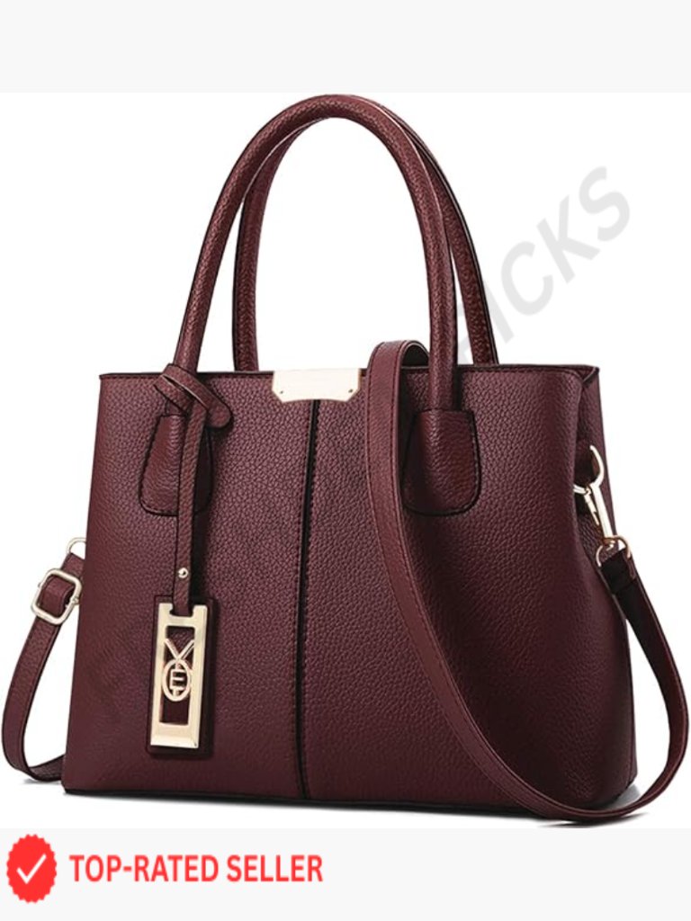 Pu Leather Satchel Tote Shoulder Bag Elegant Utility Chic Gold Hardware